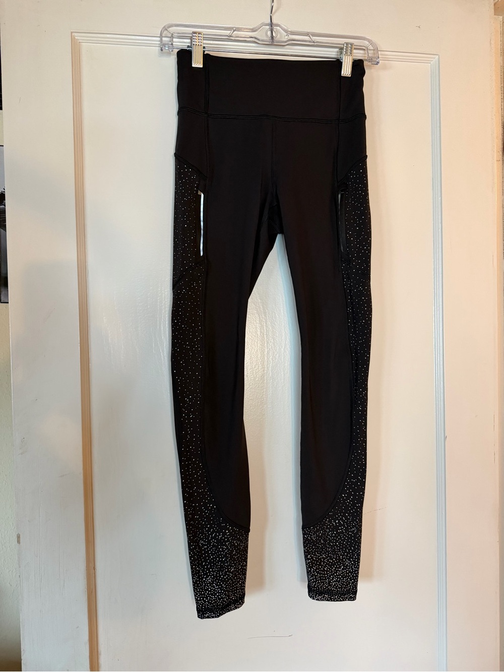 Athleta Rainier Fleece Lined Active Leggings reflective workout run hike outdoor